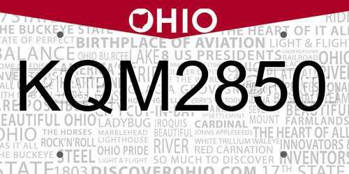KQM2850 Ohio License Plate