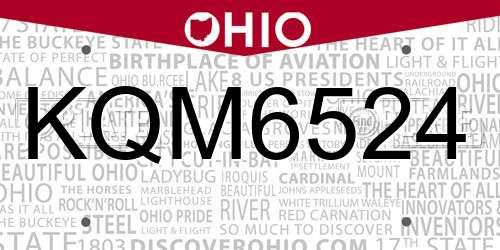 KQM6524 Ohio License Plate