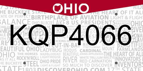 KQP4066 Ohio License Plate