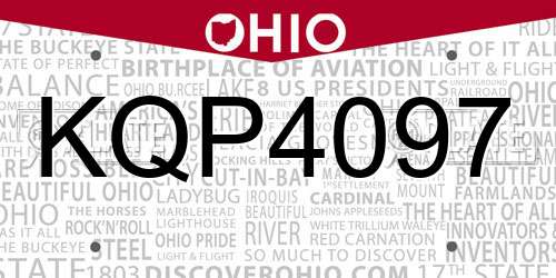 KQP4097 Ohio License Plate
