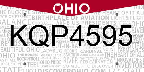KQP4595 Ohio License Plate