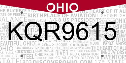 KQR9615 Ohio License Plate