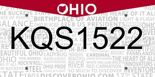 KQS1522 Ohio License Plate