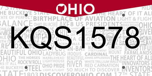KQS1578 Ohio License Plate
