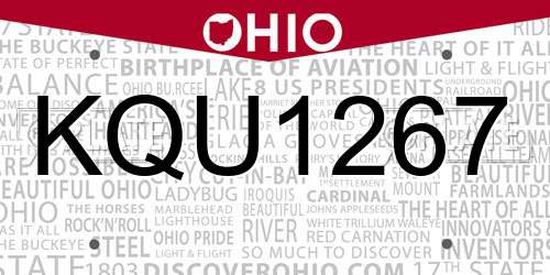 KQU1267 Ohio License Plate