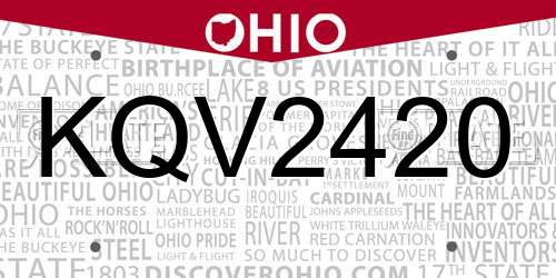 KQV2420 Ohio License Plate