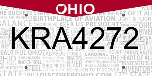 KRA4272 Ohio License Plate