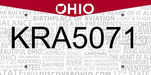 KRA5071 Ohio License Plate