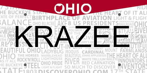 KRAZEE Ohio License Plate