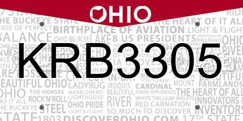 KRB3305 Ohio License Plate