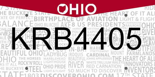 KRB4405 Ohio License Plate