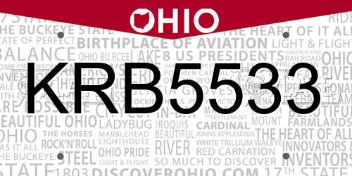 KRB5533 Ohio License Plate