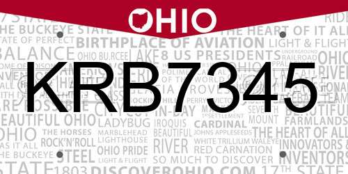 KRB7345 Ohio License Plate