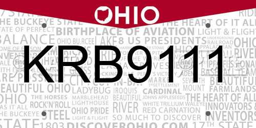 KRB9111 Ohio License Plate