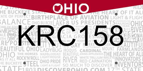 KRC158 Ohio License Plate