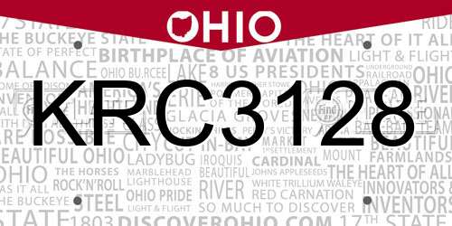 KRC3128 Ohio License Plate