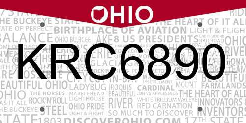 KRC6890 Ohio License Plate