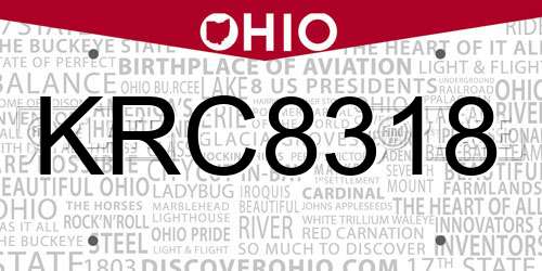 KRC8318 Ohio License Plate
