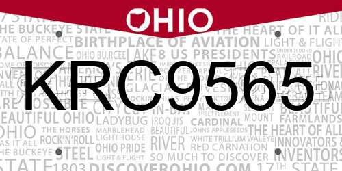 KRC9565 Ohio License Plate