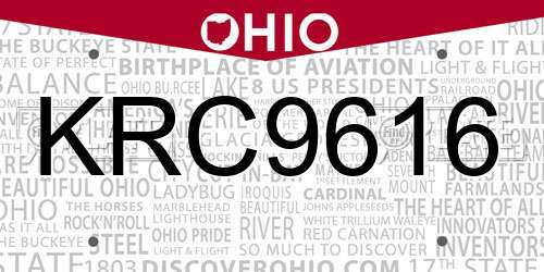 KRC9616 Ohio License Plate