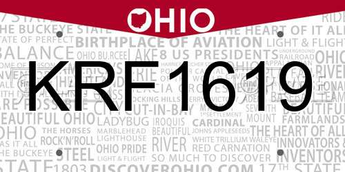 KRF1619 Ohio License Plate
