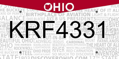 KRF4331 Ohio License Plate