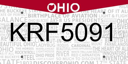 KRF5091 Ohio License Plate