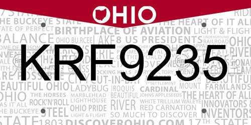 KRF9235 Ohio License Plate