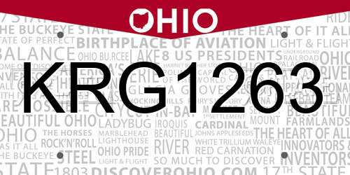 KRG1263 Ohio License Plate
