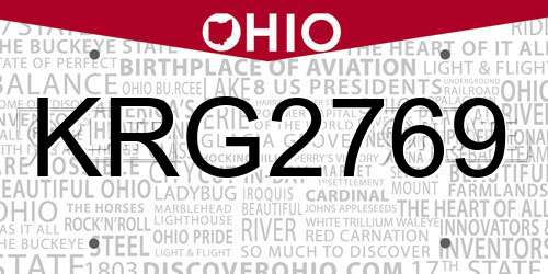 KRG2769 Ohio License Plate