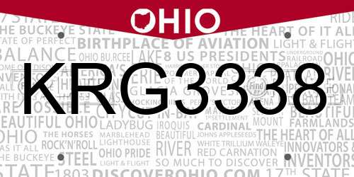 KRG3338 Ohio License Plate