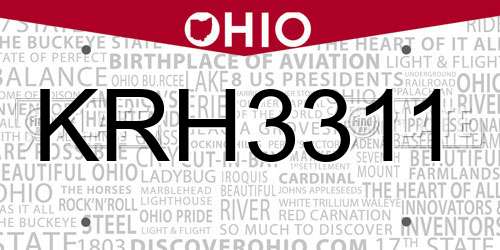 KRH3311 Ohio License Plate