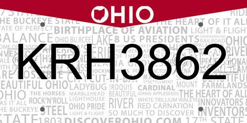 KRH3862 Ohio License Plate