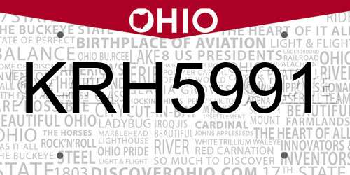 KRH5991 Ohio License Plate