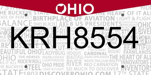 KRH8554 Ohio License Plate