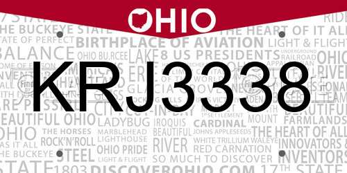 KRJ3338 Ohio License Plate