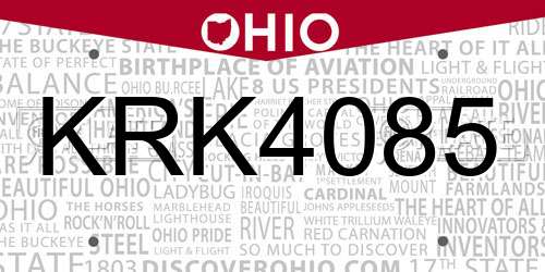 KRK4085 Ohio License Plate