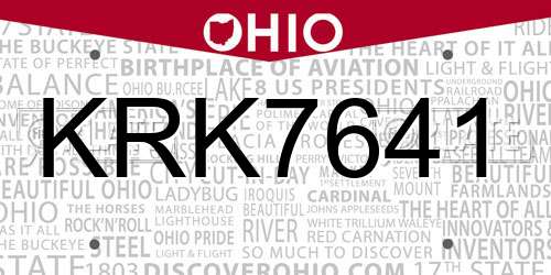 KRK7641 Ohio License Plate