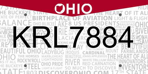KRL7884 Ohio License Plate