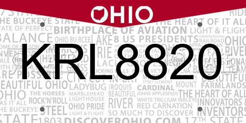 KRL8820 Ohio License Plate