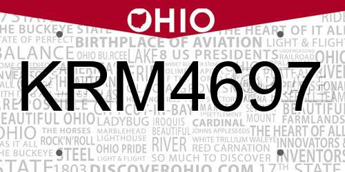 KRM4697 Ohio License Plate