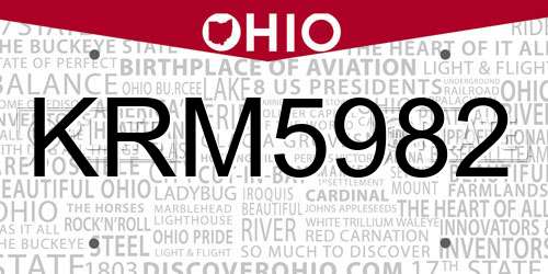 KRM5982 Ohio License Plate