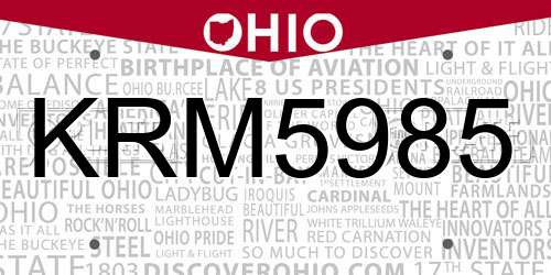 KRM5985 Ohio License Plate