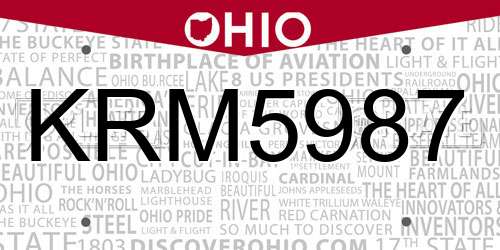KRM5987 Ohio License Plate
