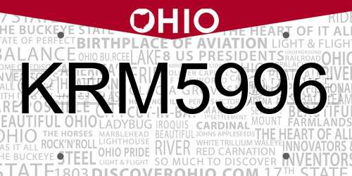 KRM5996 Ohio License Plate