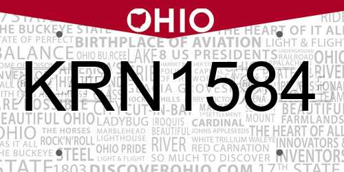 KRN1584 Ohio License Plate