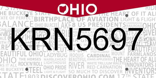 KRN5697 Ohio License Plate