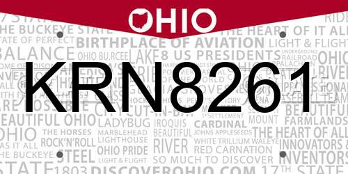 KRN8261 Ohio License Plate