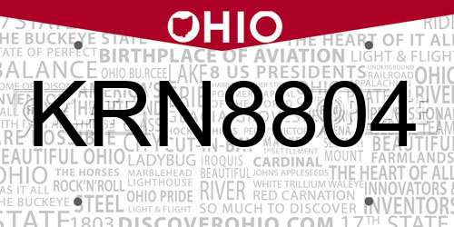 KRN8804 Ohio License Plate