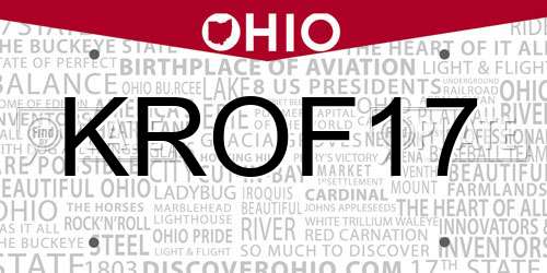 KROF17 Ohio License Plate